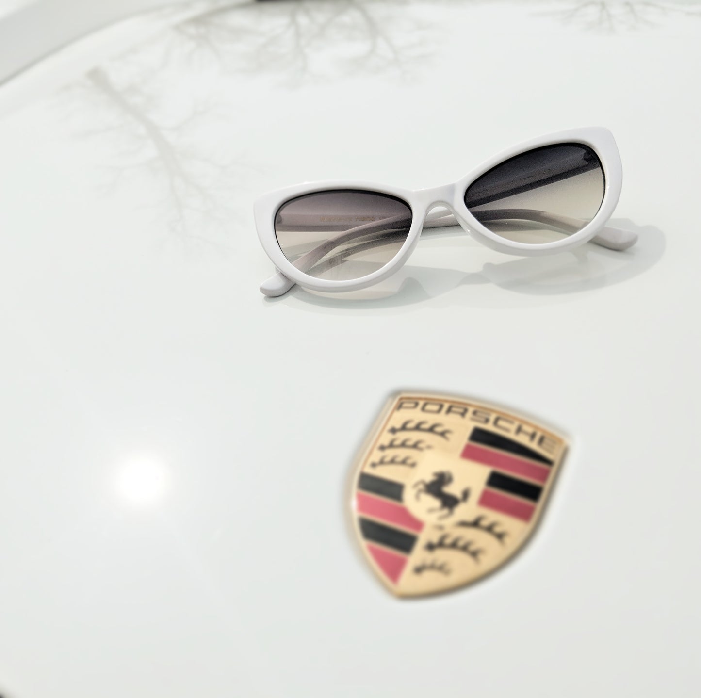 White Cat-Eye Sunglasses