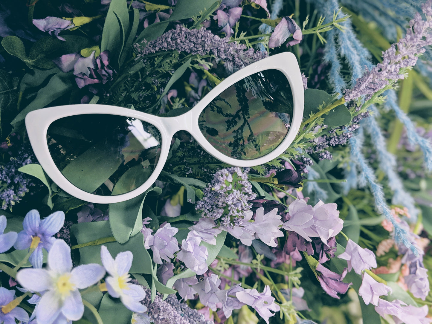 White Cat-Eye Sunglasses