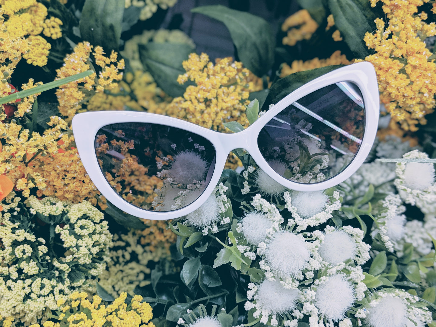 White Cat-Eye Sunglasses