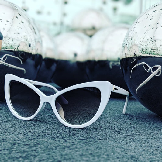 White Cat-Eye Sunglasses